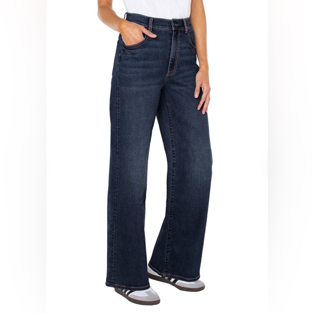 Well Worn Dark Blue High-Rise Wide Leg Jeans - Picture 2 of 9